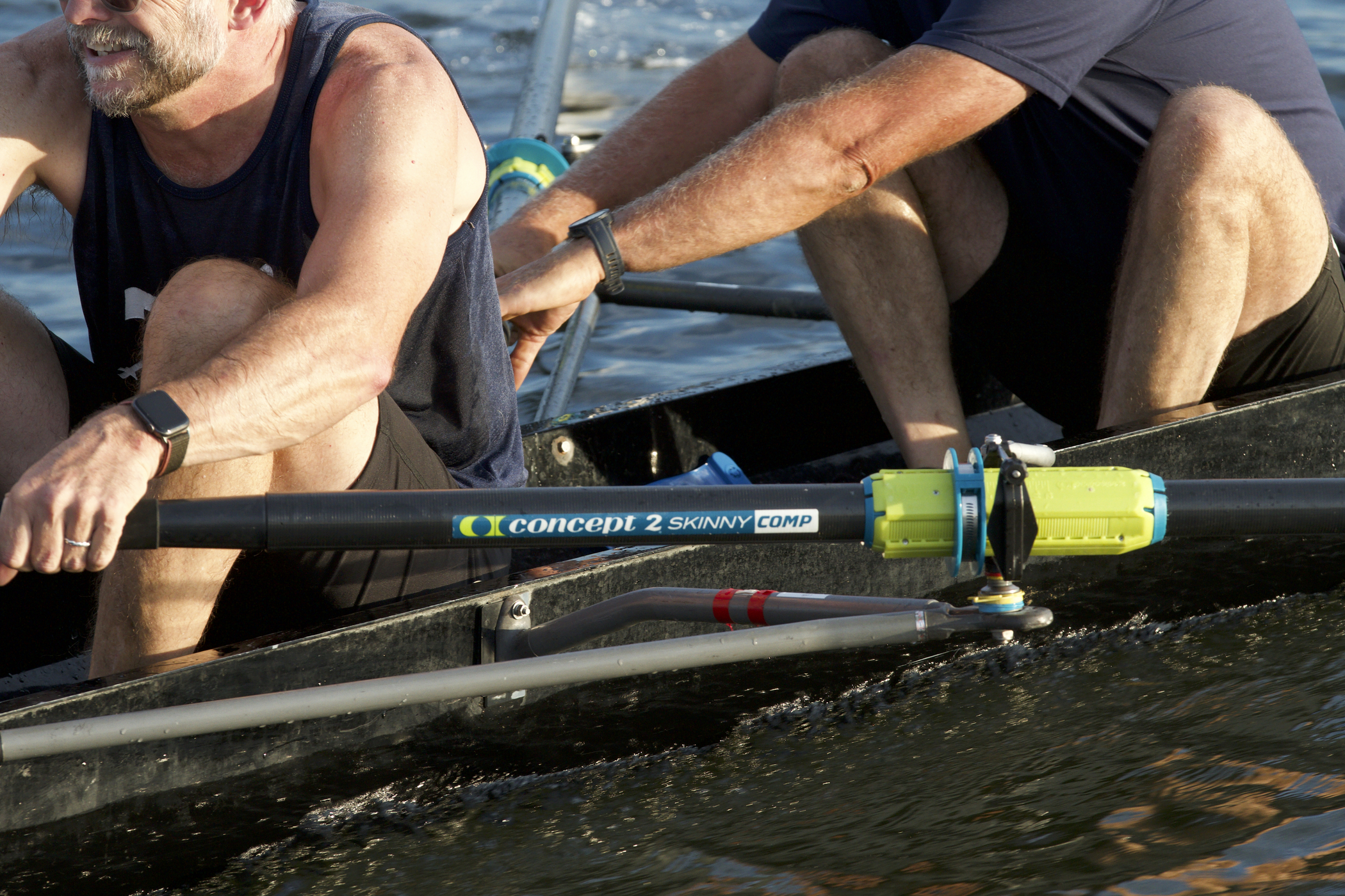 Skinny Comps being rowed in a sweep boat